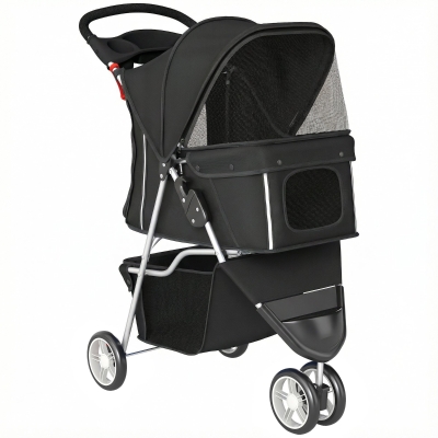 PawHut 3-Wheel Pet Stroller for Small Dogs Black