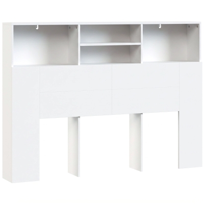 HOMCOM Cabecero de Cama 140 cm con Almacenaje Cabezal de Cama con 4 Compartimentos Abiertos para Dormitorio Blanco