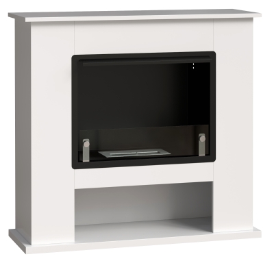 HOMCOM Camino a Bioetanolo da 0.9L con Ripiano Inferiore Bianco