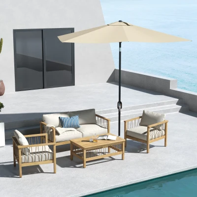 Outsunny Parasol Rectangulaire 2x3m Inclinable Polyester Crème