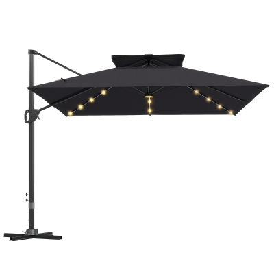 Outsunny Cantilever Parasol Aluminium UPF50+ Black 3.5x3m