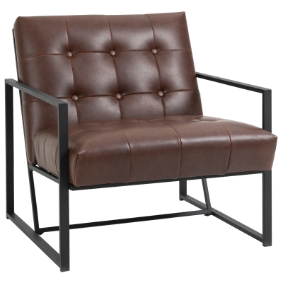 HOMCOM Fauteuil Chesterfield Métal/Revêtement Chocolat