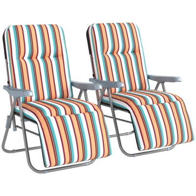 Outsunny Foldable Patio Sun Loungers Set of 2 Multicoloured