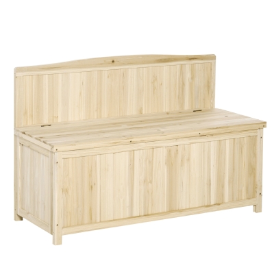 Outsunny Banco de Jardín con Baúl de Almacenaje y Respaldo Carga 250 kg para Patio Terraza Balcón 115x45x75 cm Natural