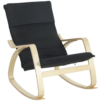 HOMCOM Rocking Lounge Chair Headrest 67x92x89cm Black