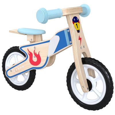 AIYAPLAY Draisienne Bois Naturel Selle Réglable 3-5 Ans 50kg