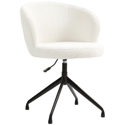 HOMCOM Chaise Bureau Pivotante Tissu Bouclette Blanc 120kg