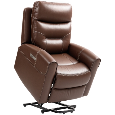 HOMCOM Power Lift Recliner Chair Faux Leather Brown
