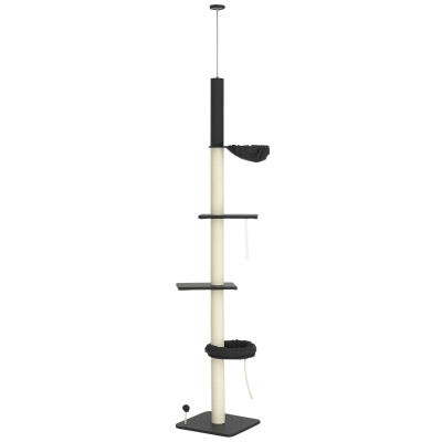 PawHut 5-Tier Cat Tree Climbing Tower with Hammock Black/Cream