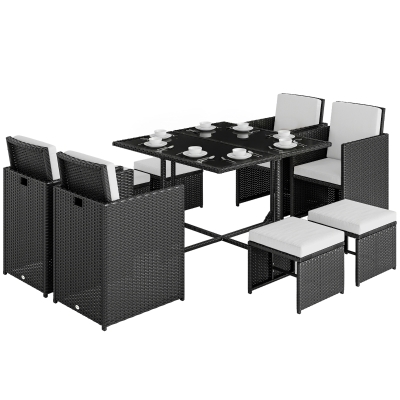Outsunny 9-Piece Rattan Garden Furniture Set Black