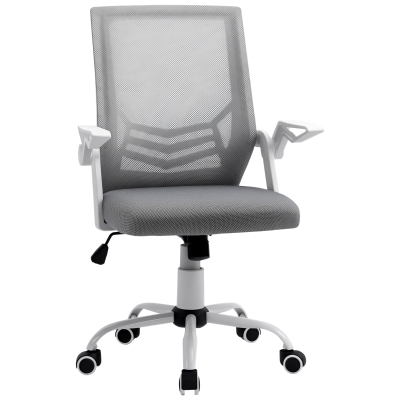 Vinsetto Sedia da Ufficio con Supporto Lombare in Tessuto Grigio
