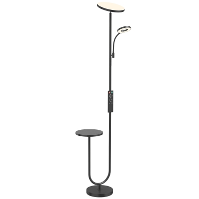 HOMCOM Uplighter Floor Lamp with Table Dimmable Dual Light