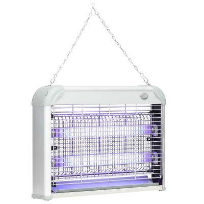 Outsunny Zapper Antizanzare 20W a Luci LED UV con Vassoio Bianco