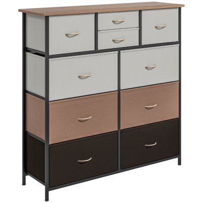 HOMCOM 10 Drawer Chest of Drawers Steel Frame Multicolour