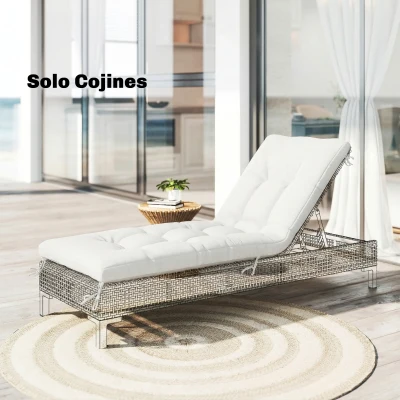 Outsunny Cojín para Banco Exterior con Correas de Sujeción Protección UV50+ Rebote Lento Interior Exterior 198x65x13 cm Crema