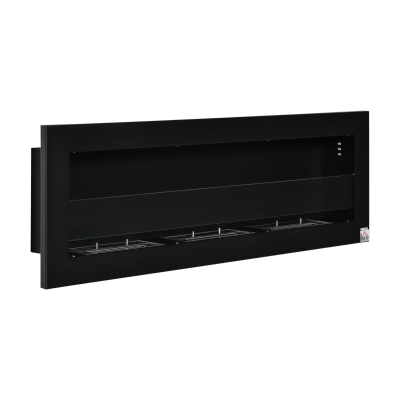 HOMCOM Ethanol-Kamin Bio-Ethanol-Brenner 3 Brennboxen 1L 3 Std. Brenndauer 2000W kein Rauch wandmontiert Stahl gehärtetes Glas Schwarz 120 x 15 x 40 cm
