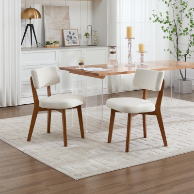 Stylish Mid-Century Dining Chairs with Ergonomic Backrest, 47L x 54.5W x 77H cm, Beige