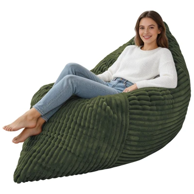 Convertible Bean Bag Chair with Memory Foam, 180L x 125W cm, Green