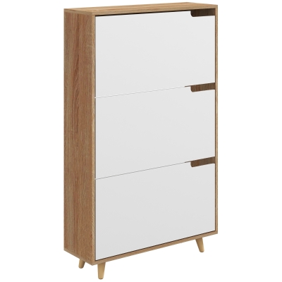 HOMCOM Scarpiera Slim 3 Cassetti per 18-24 Paia di Scarpe Bianco