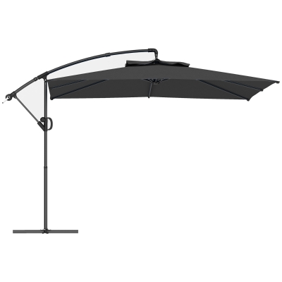 Outsunny Parasol Déporté 3x3m Gris Inclinable Rotation 360°