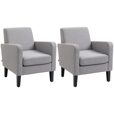 HOMCOM Modern Armchairs Upholstered Light Grey 2 Pieces