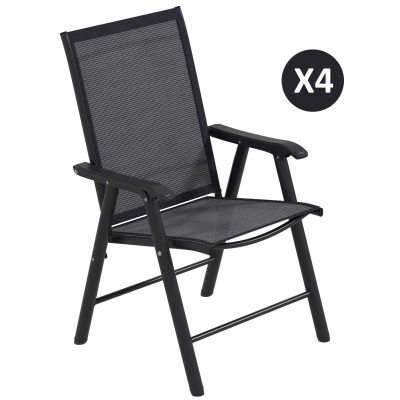 Outsunny Set of 4 Folding Garden Chairs Metal Dark Grey