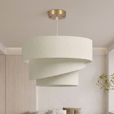 HOMCOM Suspension 3 Abat-Jour Lin Beige, Câble Réglable Doré