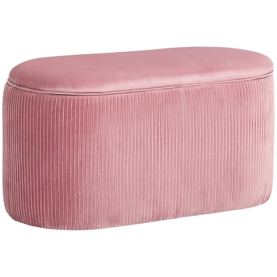 Pouf Contenitore in Velluto Imbottito per Camera e Ingresso Rosa