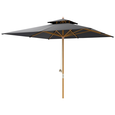 Outsunny Garden Sun Umbrella Double Tier Black 3x3m