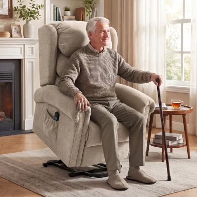 HOMCOM Velvet Electric Riser Recliner Chair Khaki