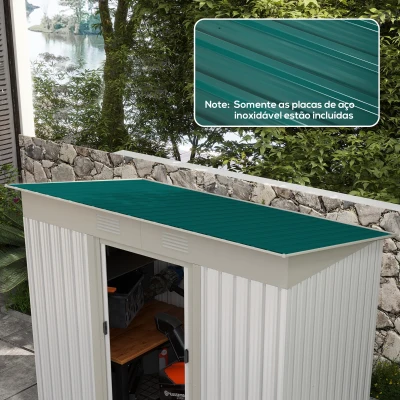 Outsunny Conjunto de 12 Painéis para Teto de Aço Galvanizado Chapas Perfiladas de Teto 7m² para Abrigo de Ferramentas 129x45cm Verde