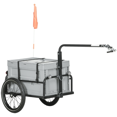 HOMCOM Remorque Vélo 65L Pliable Réflecteurs Gris