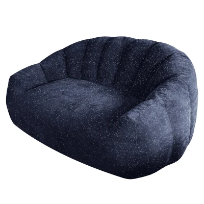 Plush 2-Seater Bean Bag Sofa with High Density Sponge, 140L x 98W x 61H cm, Blue
