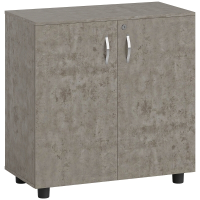 Vinsetto Armoire Bureau 2 Niveaux Métal Gris 80x40x80cm Serrure