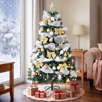 HOMCOM 5ft Pre-Lit Artificial Christmas Tree 150 LED Green
