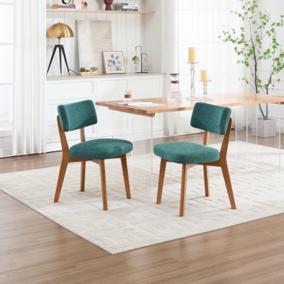Stylish Mid-Century Dining Chairs with Ergonomic Backrest, 47L x 54.5W x 77H cm, Green
