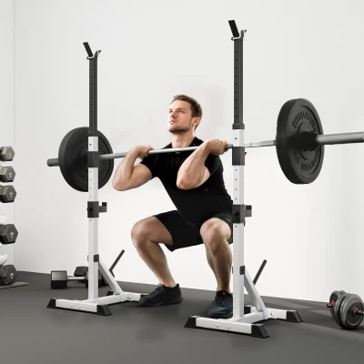HOMCOM 2er Set Hantelständer 3 Ebenen Höhenverstellbar Hantelablage aus Stahl bis 200 kg belastbar Silber+Schwarz