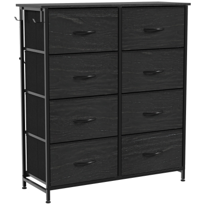 HOMCOM Chest of Drawers 8-Fabric Tall Storage Unit Black