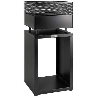 Outsunny Fire Pit with Wood Storage 87cm Black