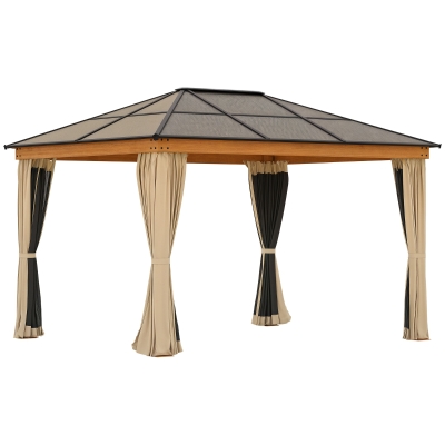 Outsunny Gazebo da Giardino con Tetto in PC e Zanzariere Kaki