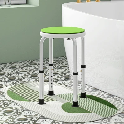 HOMCOM Tabouret Douche Pivotant 360° Hauteur Réglable Aluminium