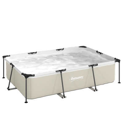 Outsunny Piscine Rectangulaire 316x238x66cm PVC Gris Pompe 3701L