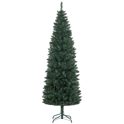 HOMCOM Sapin de Noël 210cm Slim 687 Branches Support Acier Vert