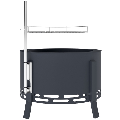Outsunny Portable Fire Pit with Grill and Poker Black 58cm