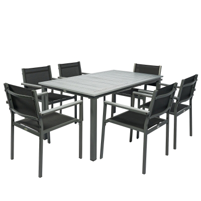 Outsunny Garden Dining Set 6-Seater Acacia Table Grey