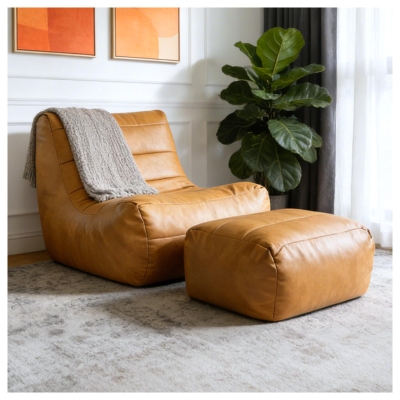Cozy Lounge Sofa Set with High-Density Rebound Sponge, 80L x 93W x 75H cm, Brown