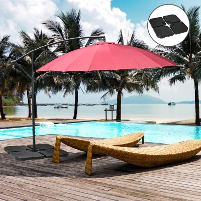Outsunny Base para Chapéu de Sol de 4 Peças Suporte para Chapéu de Sol de HDPE Recarregável com Água 59 kg ou Areia 80 kg Preto