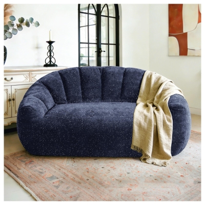 Plush 2-Seater Bean Bag Sofa with High Density Sponge, 140L x 98W x 61H cm, Blue