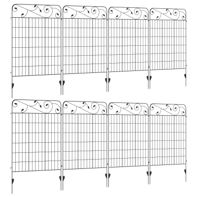 Outsunny Garden Fencing 8PCs 43in Black Metal Edging