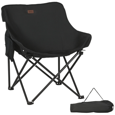 Outsunny Chaise Camping Pliable Noire Ultra Légère